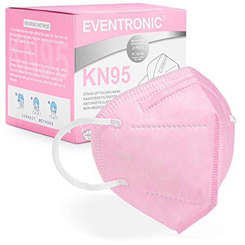 Eventronic- Mascarilla FFP2/KN95 5-Layer Protective Face Mask, CE Certified,Rosa (30pcs/Box)