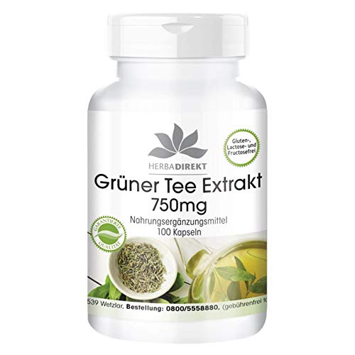 Extracto de Té verde 750mg - Altamente dosificado - Vegano - 50% EGCG - 100 cápsulas