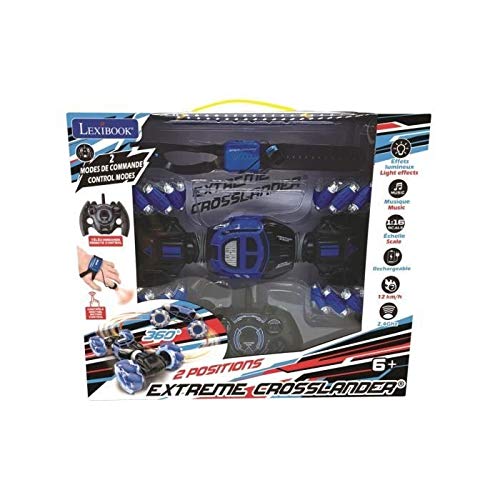 Extreme Crosslander luminoso coche de control remoto todo terreno, control remoto, pulsera de control gestual, recargable, juego de acción electrónico, azul / negro, RC50