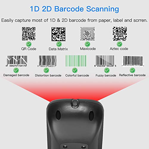 Eyoyo Escáner de código de Barras de Escritorio con Cable 2D, Manos Libres 1D 2D PDF417 Data Matrix Lector de códigos de Barras, Despertar automáticamente, escaneo de Pantalla