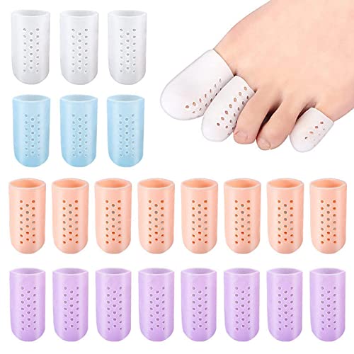 F Fityle 10 Pares de Gorros para Dedos Gordos/Ceduce Fricción con Agujeros, Fundas de Almohadillas de Gel de Silicona/para Uñas de Los Pies Desaparecidas O - M Blanco