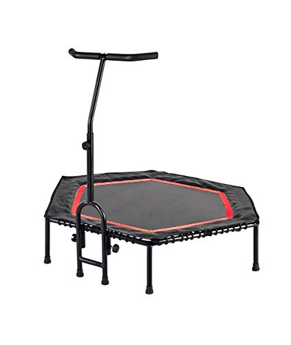 FA Sports Cama elástica FlyJump Fit con Manillar para Interiores, aprobada por la certificación GS, Unisex-Adult, Negro, Rojo, Ø 126 x 114 cm