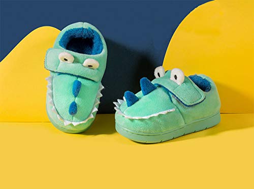 Fadezar Zapatillas De Estar por Casa para Niñas Niños Invierno Pantuflas Animales Antideslizantes Cálido Slippers 17 Verdes EU 24/25 (Tamaño de la etiqueta170)