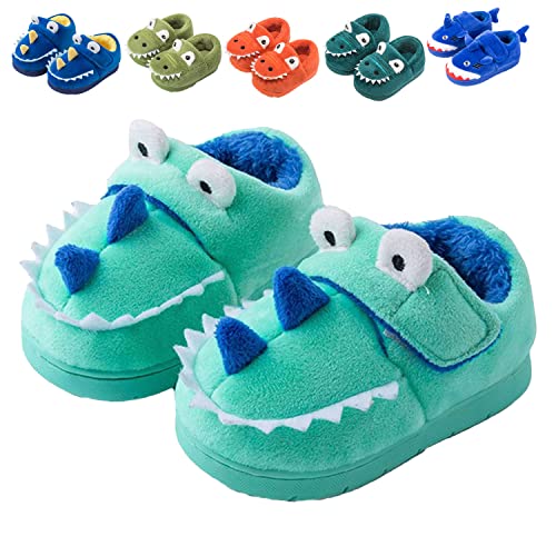 Fadezar Zapatillas De Estar por Casa para Niñas Niños Invierno Pantuflas Animales Antideslizantes Cálido Slippers 17 Verdes EU 24/25 (Tamaño de la etiqueta170)