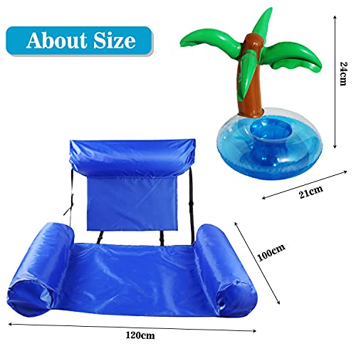 Faffooz Fila Flotante Inflable, Sillón reclinable Inflable de Agua Hamaca de Agua Inflable para Piscina de Adultos Utilizado para Jugar en el Parque acuático（Azul 100*120cm）