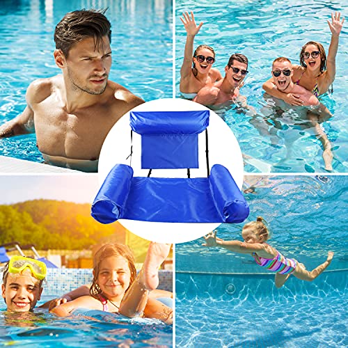 Faffooz Fila Flotante Inflable, Sillón reclinable Inflable de Agua Hamaca de Agua Inflable para Piscina de Adultos Utilizado para Jugar en el Parque acuático（Azul 100*120cm）