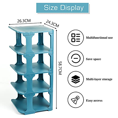 Faffooz Zapatero 4 baldas estantes de plástico para zapatos organizador para ahorrar espacio Contenedores Organizadores de Zapatos para Sala de Estar, Entrada, Pasillo y guardarropa