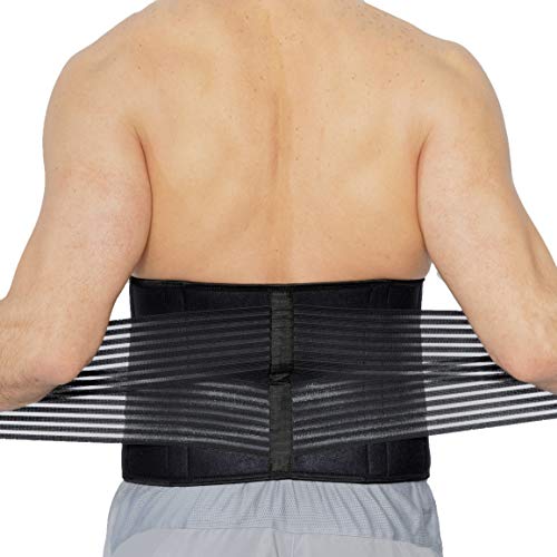 Faja lumbar de neopreno con tiras dobles de compresión - Sujeción para la parte baja de la espalda - Marca Neotech Care (Negro, XXXXL)