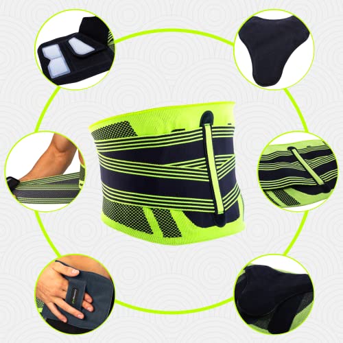 Faja Lumbar Hombre/Mujer - Faja Ortopédica para Trabajo y Deporte - Cinturón Lumbar para Ciática, Hernia de Disco, Lumbago, Escoliosis y Alivio del Dolor Espalda (Verde, Medium)