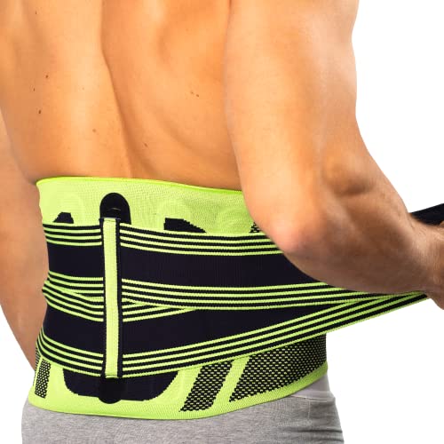 Faja Lumbar Hombre/Mujer - Faja Ortopédica para Trabajo y Deporte - Cinturón Lumbar para Ciática, Hernia de Disco, Lumbago, Escoliosis y Alivio del Dolor Espalda (Verde, Medium)