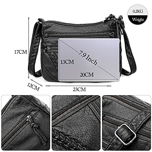 FANDARE Moda Bolso Bandolera Mujer Bolso Movil Mujer Bolso de Hombro Bolso de Mano de Mujer Cruzado de Cuero PU Bolso de Mensajero Bolso Movil Crossbody Bag Negro