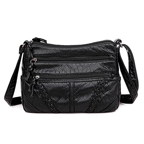 FANDARE Moda Bolso Bandolera Mujer Bolso Movil Mujer Bolso de Hombro Bolso de Mano de Mujer Cruzado de Cuero PU Bolso de Mensajero Bolso Movil Crossbody Bag Negro