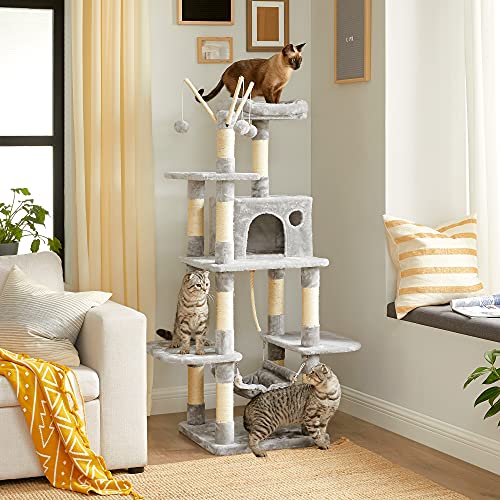 FEANDREA Árbol para Gatos, Rascador de Gatos, Gris Claro PCT86W