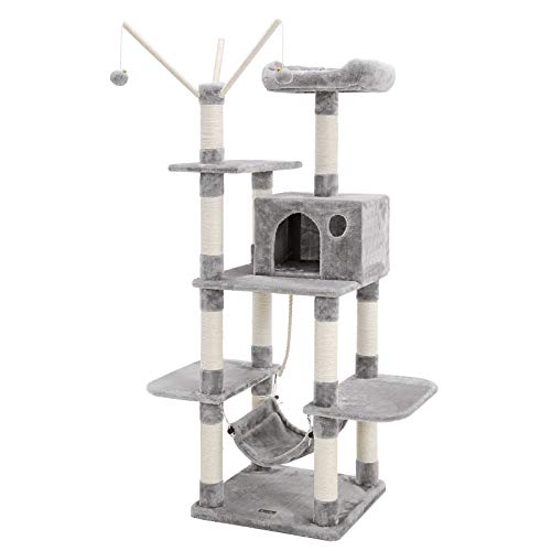 FEANDREA Árbol para Gatos, Rascador de Gatos, Gris Claro PCT86W