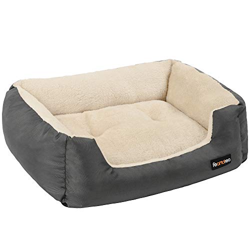 FEANDREA Cama de Perro, Cojín Reversible, 80 x 65 x 20 cm, Gris Oscuro PGW004G01