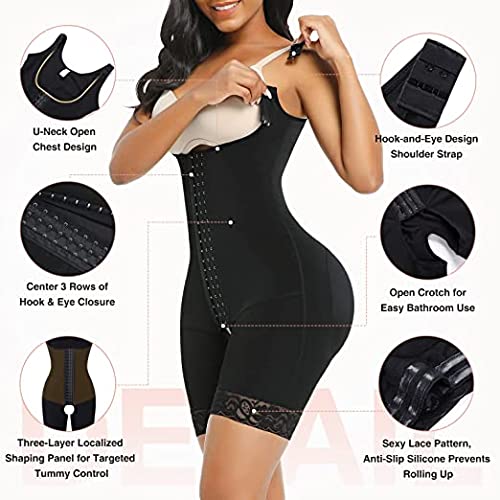 FeelinGirl Mujer Faja Reductora Chaleco sin Costura Corsé Bustier Ajustable Tirantes Faja Aabdominal Negro S/Talla 34