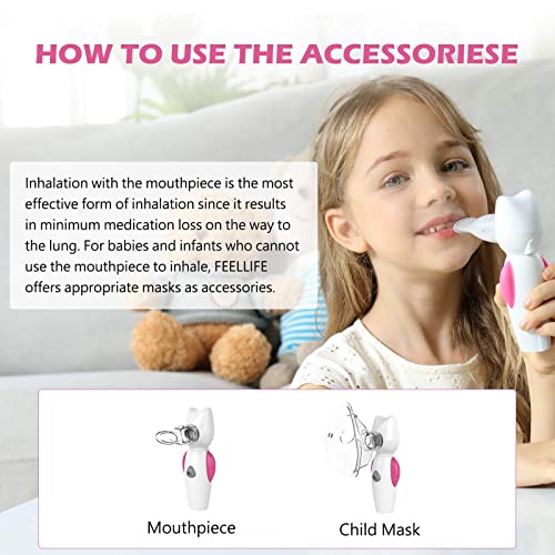 FEELLIFE Nebulizador Portatil Inhalador, Inhaladores para Niños y Adultos, nebulizador de malla silencioso de tamaño bolsillo, Recargable, con función musical