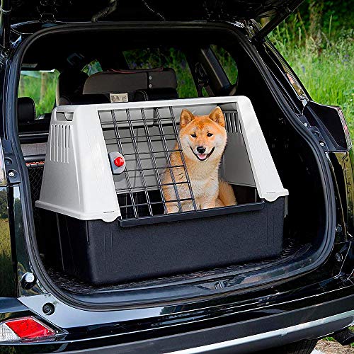 Ferplast ATLAS CAR 80 - Transportín para Perros para automóvil, Rejillas de ventilación, Compartimentos portaobjetos, Alfombrilla de Drenaje