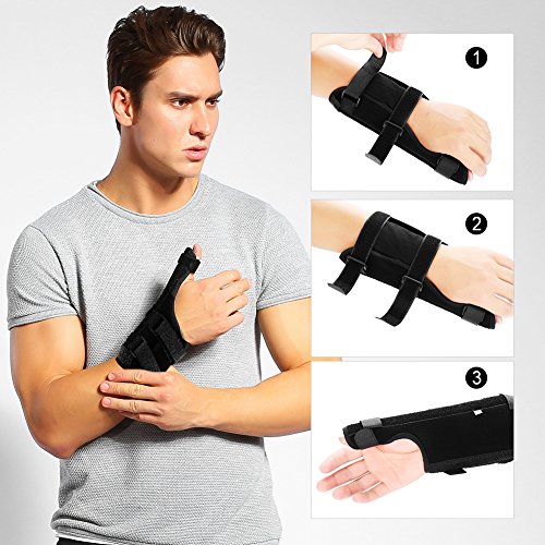 Férula ajustable para el pulgar, protección para el pulgar, soporte transpirable para el pulgar, vendaje de muñeca para esguinces, distensiones para el dolor de artritis, lesiones deportivas(Rechts M)