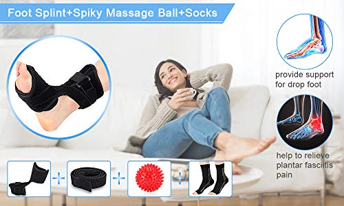 Férula nocturna para la fascitis plantar, Biuzi Drop Foot Support Soporte para la fascitis plantar Alivio del dolor Apoyo para dormir con soportes para el arco y banda elástica Excecise Band Masaje Bo