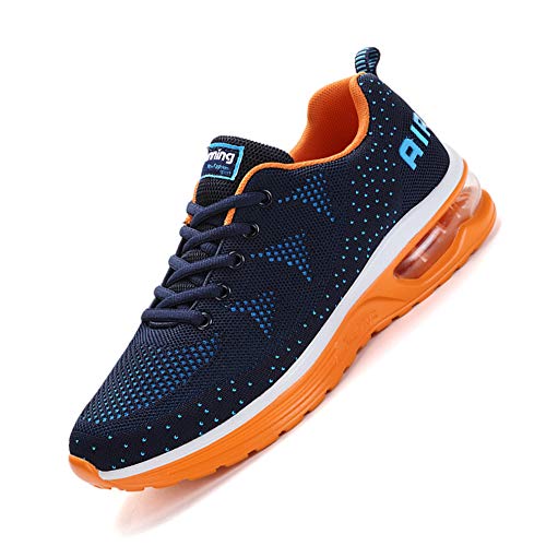 Fexkean Hombre Mujer Zapatillas de Deporte Zapatos Deportivos Aire Libre y Deportes Zapatillas de Running Gimnasia(A35BlueOrange44)