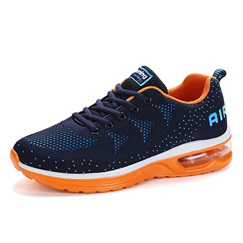 Fexkean Hombre Mujer Zapatillas de Deporte Zapatos Deportivos Aire Libre y Deportes Zapatillas de Running Gimnasia(A35BlueOrange44)