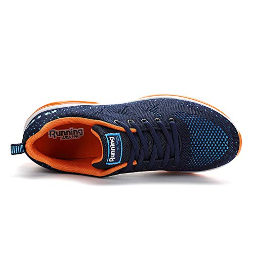 Fexkean Hombre Mujer Zapatillas de Deporte Zapatos Deportivos Aire Libre y Deportes Zapatillas de Running Gimnasia(A35BlueOrange44)