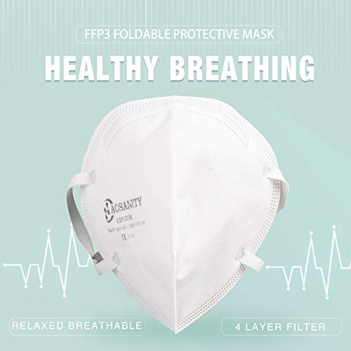 FFP3 mascarilla de protección de la Salud mascarilla Protectora mascarilla, mascarilla de protección respiratoria de 4 Capas, mascarilla para Adultos protección Facial Boca-Nariz con Tela