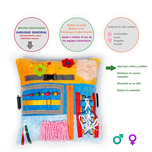 FIDGET PILLOW ACTIVIDAD SENSORIAL MONTESSORI ACTIVIDAD CALMANTE PARA ALZHEIMER, DEMENCIA PERDIDA DE MEMORIA NIÑOS INQUIIETOS Y AUTISMO AYUDA A RELAJAR Y CALMAR