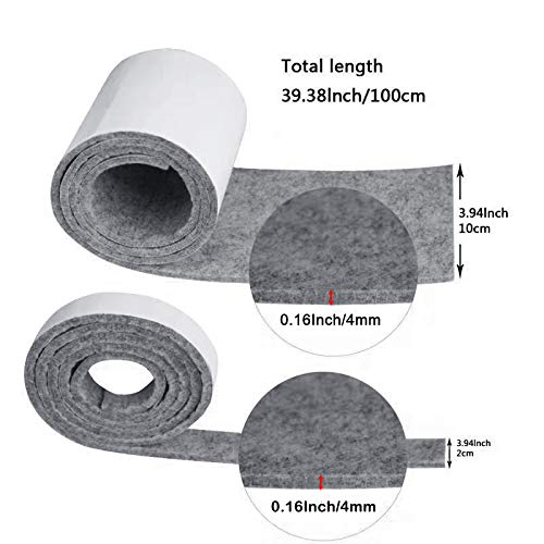 Fieltro Adhesivo Rollo, HTBAKOI Fieltro Muebles Suelo 2 Rollos (100*10cm+100*2cm) Cinta Protector Fieltro Adhesivo Corte Libre en Cualquier Forma con Fuerte Adherencia para Muebles Sillas Objetos.etc