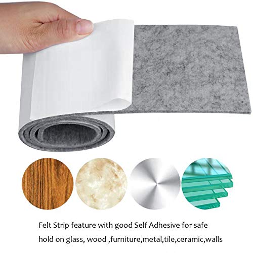 Fieltro Adhesivo Rollo, HTBAKOI Fieltro Muebles Suelo 2 Rollos (100*10cm+100*2cm) Cinta Protector Fieltro Adhesivo Corte Libre en Cualquier Forma con Fuerte Adherencia para Muebles Sillas Objetos.etc