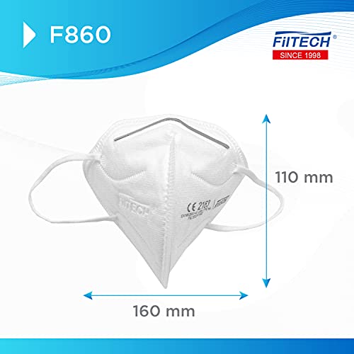 Filtech Mascarilla FFP2 | F860 | 20 uds | Certificado Europeo | CE | Homologada | 5 Capas | >95% Filtración | F860 Desechables