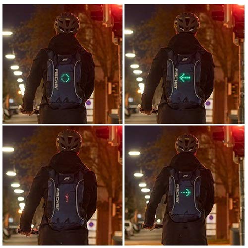 Fischer Mochila con función intermitente, patinete eléctrico, LED intermitente, seguridad, visibilidad, hasta 15 horas, 16 litros