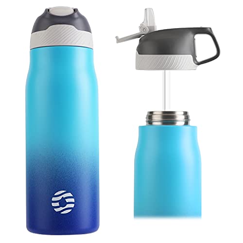 FJbottle Botella de Agua Acero Inoxidable 550ML/710ML, Botella Termica Reutilizable con Pajita, sin BPA, a prueba de fugas, para Bicicleta, Ciclismo, Gimnasio