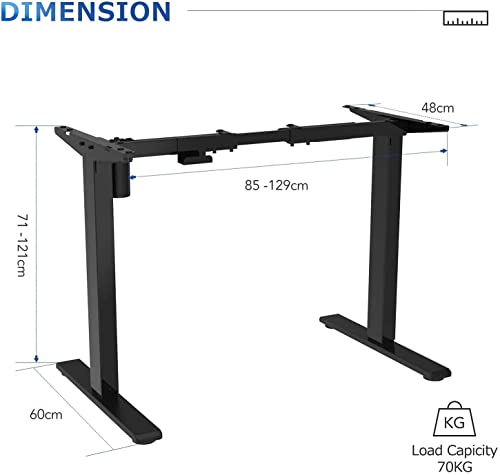 FLEXISPOT EF1 Escritorio de Pie Ajustable en Altura Standing Desk Mesa Ordenador Gaming Elevable de Acero Sólido con Tecla de 4 Opciones Memoria Automática Inteligente con Motor(Negro, 2 Etapas)