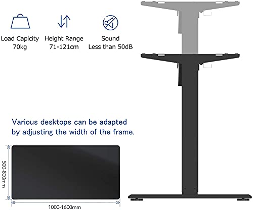 FLEXISPOT EF1 Escritorio de Pie Ajustable en Altura Standing Desk Mesa Ordenador Gaming Elevable de Acero Sólido con Tecla de 4 Opciones Memoria Automática Inteligente con Motor(Negro, 2 Etapas)