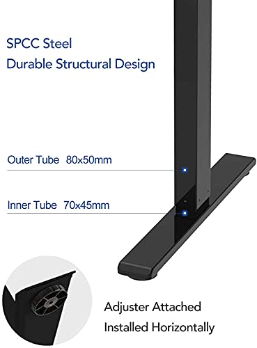 FLEXISPOT EF1 Escritorio de Pie Ajustable en Altura Standing Desk Mesa Ordenador Gaming Elevable de Acero Sólido con Tecla de 4 Opciones Memoria Automática Inteligente con Motor(Negro, 2 Etapas)