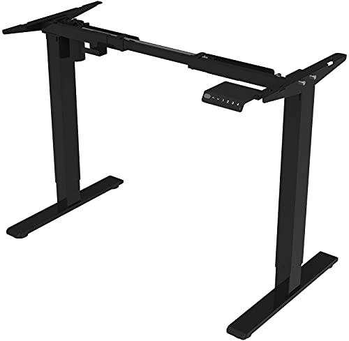 FLEXISPOT EF1 Escritorio de Pie Ajustable en Altura Standing Desk Mesa Ordenador Gaming Elevable de Acero Sólido con Tecla de 4 Opciones Memoria Automática Inteligente con Motor(Negro, 2 Etapas)