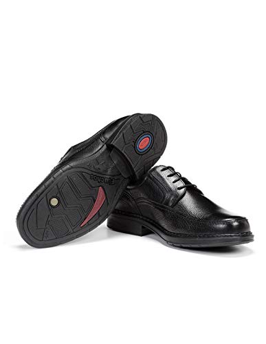 Fluchos | Zapato de Hombre | Clipper 9579 Cidacos Negro Zapatos Confort | Zapato de Piel de Ternera de Primera Calidad | Cierre con Cordones | Piso de Goma Personalizado