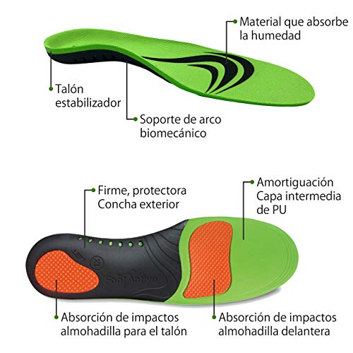 FOOTACTIVE SPORT – Plantillas Deportivas de Alto Impacto, de Longitud Completa Con Soporte Avanzado Ortopédico de Arco. Comodidad y Absorción de Impactos para la Prevención de Lesiones - S (39/41 EU)