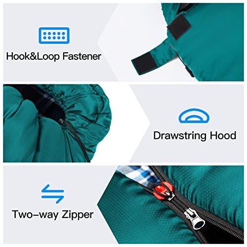 Forceatt Saco de Dormir, -8°C- 10°C Saco de Dormir Invierno de Franela para Adultos, Sacos de Dormir 0 Grados Resistentes al Agua Ideal para Mochileros, Cámping, Actividades de Interior y Exterior.