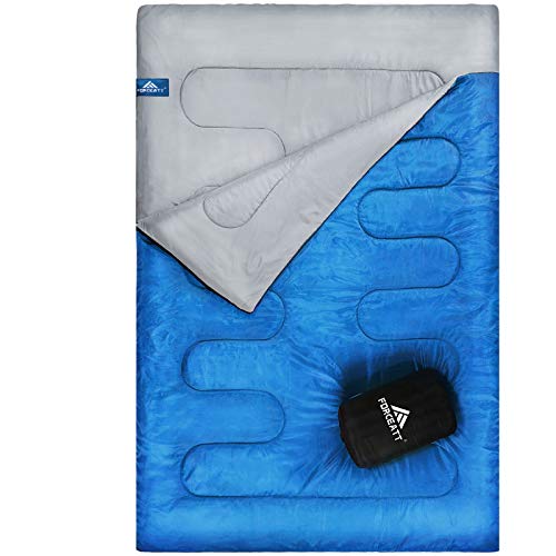 Forceatt Saco de Dormir, Sacos de Dormir Adultos Impermeable para Dos Personas,Adecuado para Clima Cálido y Frío en Todas Las Estaciones,Adecuado Interiores,Exteriores,Mochilero, Camping, Senderismo