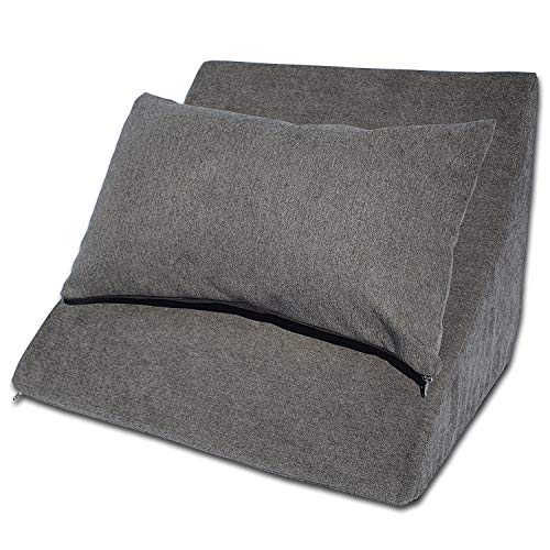 Formalind - Cojín de cuña con Forma Ergonómica y un Acogedor Cojín de sofá para Leer, Ver la Televisión y Relajarse (gris oscuro)