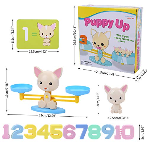 FORMIZON Equilibrar Juego de Matemáticas, Juguete Animal Balanza, Juguete Educativo Niños Balanza de Equilibrio Números Tarjetas, Juego Divertido Regalo Educativo para Niñas Niños (Perro)