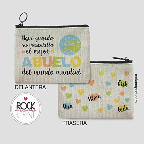 Funda mascarilla regalo ABUELO personalizada guardamascarilla mejor abuelo mundo mundial