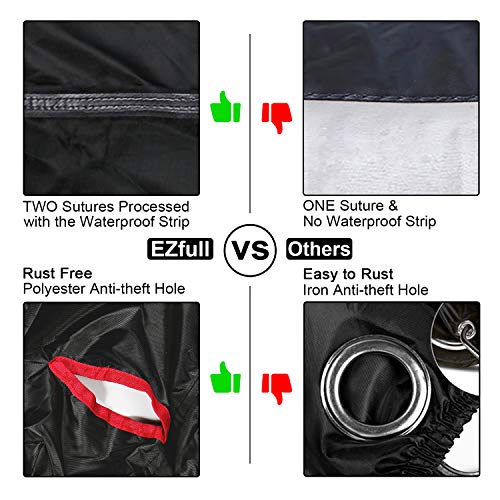 Funda para Moto EZfull 210D Oxford Funda Protector Cubierta de la Moto Impermeable A Prueba de UV Agujeros de Bloqueo 245 x 125 x 105 cm con Cubierta contra Viento Bolsa de Almacenaje, Negro