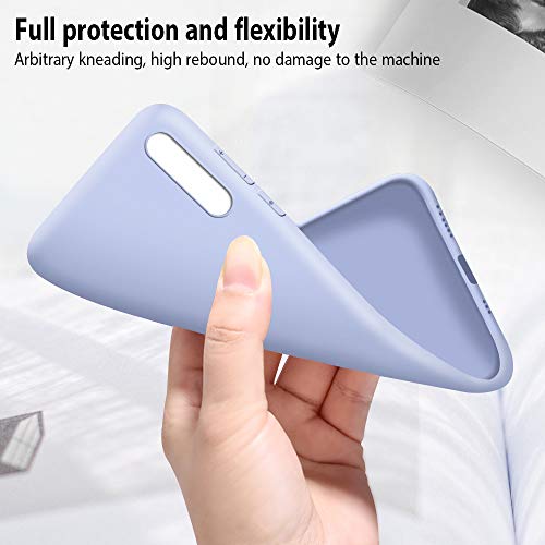 Funda Samsung Galaxy A50 + Protector de Pantalla de Vidrio Templado, Carcasa Ultra Fino Suave Flexible Silicona Colores del Caramelo Protectora Caso Anti-rasguños Back Case - Morado Claro