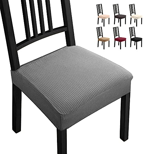 Fundas para sillas Pack de 6 Fundas sillas Comedor Fundas elásticas, Fundas de Asiento para Silla,Diseño Jacquard Cubiertas de la sillas,Extraíbles y Lavables-Decor Restaurante (Paquete de 6,Gris) -B