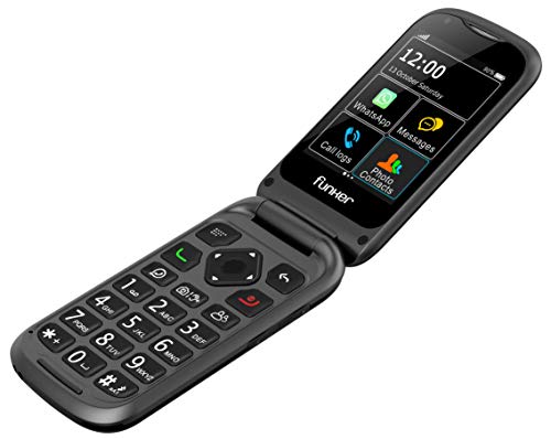 Funker E400I Comfort Pro - Telefono Móvil, Whatssapp 4G para Personas Mayores con Sistema Audio Pro, Amplificador y Compatible con Audífonos, Pantalla Táctil con GPS y Botón SOS, Facil de Usar (Negro)