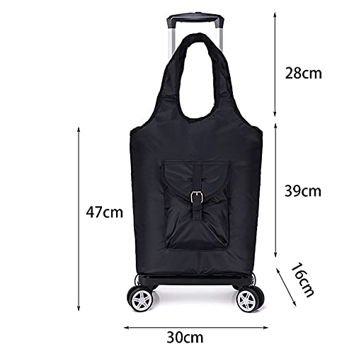 FVIWSJ Carrito Compra Plegable Que Puede Subir escaleras con Plataforma Ruedas extraíble,Mango,Carro para Compra con Compartimento térmico,Negro,47cm